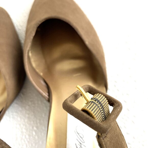 Lord & Taylor Classic Preppy Regencycore Women Suede Ankle Strap Heels 9M Brown - Picture 12 of 16